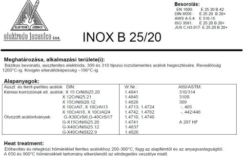 Elektróda INOX B 25/20 3.25 mm