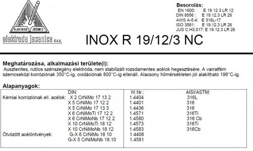 Elektróda INOX R 19/12/3 NC 3.25 mm