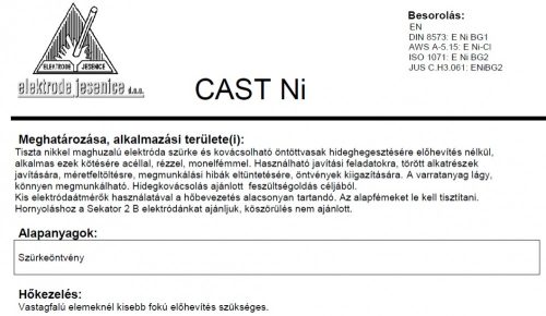 Elektroda CAST NI 3.25 mm