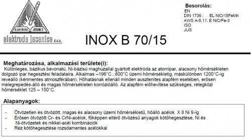 Elektróda INOX B 70/15 3.25 mm