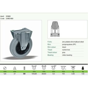 Kerék fix műanyag felnis125 szürke 33383