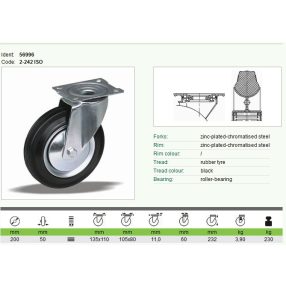 Kerék önbeálló talpas fém felnis 200 56996